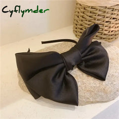 Cyflymder Beautiful Black New Big Bow Bezel Headwear Women Headband Girls Vintage Hair Bands Wide