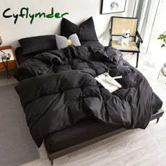 Cyflymder Bedding Set High Quality Skin Friendly Fabric Black Duvet Cover Set Solid Color Single Double King Size Quilt