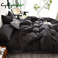 Cyflymder Bedding Set High Quality Skin Friendly Fabric Black Duvet Cover Set Solid Color Single Double King Size Quilt