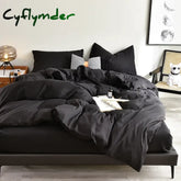 Cyflymder Bedding Set High Quality Skin Friendly Fabric Black Duvet Cover Set Solid Color Single Double King Size Quilt