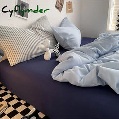 Cyflymder Bedding Set Home Bedroom Decor Washed Cotton Bed Sheets Set Double Duvet Cover Set Duvet Cover Flat Sheet