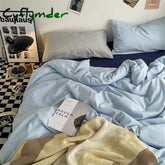Cyflymder Bedding Set Home Bedroom Decor Washed Cotton Bed Sheets Set Double Duvet Cover Set Duvet Cover Flat Sheet
