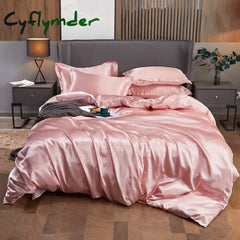 Cyflymder Bedding Set Solid Color Luxury Bedding Kit Rayon Satin Duvet Cover Set Twin Queen King Size Bed Set