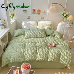 Cyflymder Bedroom Sets Bedding Set Queen Size Bed Sheets Set Quilt Cover Schoolgirl Washed Cotton Sheet Free Shipping