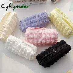 Cyflymder Big Capacity Soft Pencil Case Simple Pure Color Pen Bag Kawaii Cloud Bubble Pouch For