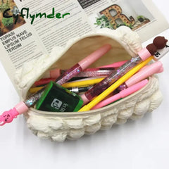Cyflymder Big Capacity Soft Pencil Case Simple Pure Color Pen Bag Kawaii Cloud Bubble Pouch For