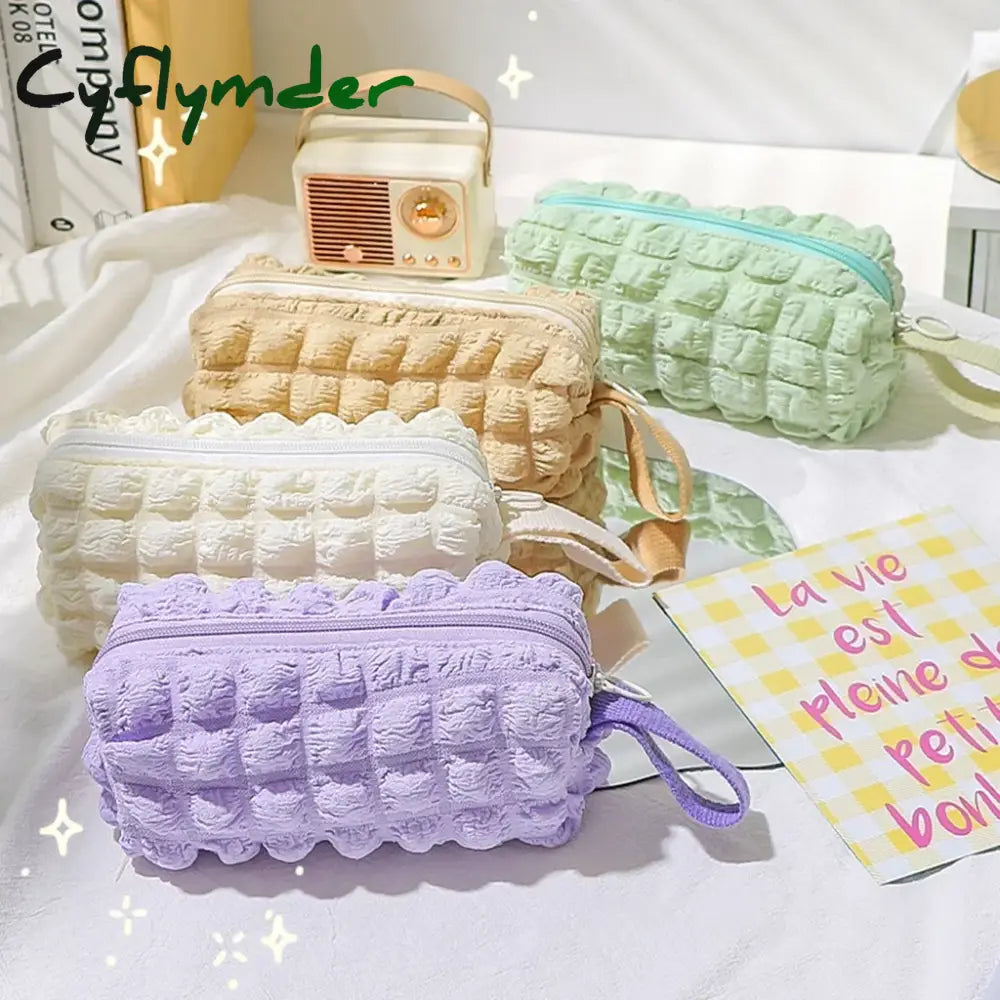 Cyflymder Big Capacity Soft Pencil Case Simple Pure Color Pen Bag Kawaii Cloud Bubble Pouch For