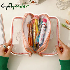 Cyflymder Big Capacity Transparent Pencil Case Waterproof Pvc Stationery Gift Girls Students Bag