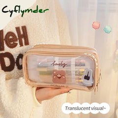 Cyflymder Big Capacity Transparent Pencil Case Waterproof Pvc Stationery Gift Girls Students Bag