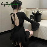 Sexy Dress Women Off Shoulder Partywear Lace-up Elegant Flare Sleeve Mini Y2k Clothing Vestidos De Fiesta Designs Chic Ins