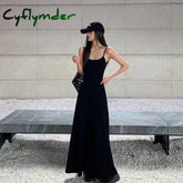 Black Stap Long Dress Women Streetwear Sleeveless A Line Dresses Y2K Korean Slim Sundress Summer Elegant Casual Vestidos