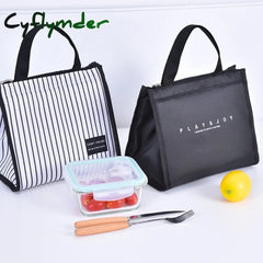 Cyflymder Black Thermal Family Lunch Bag Picnic School Cold Insulation Bento Pouch Travel Food