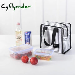 Cyflymder Black Thermal Family Lunch Bag Picnic School Cold Insulation Bento Pouch Travel Food