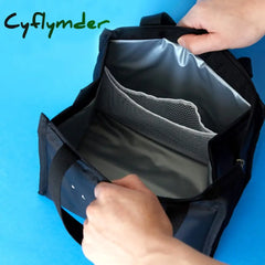 Cyflymder Black Thermal Lunch Bag Portable Cooler Insulated Picnic Bento Tote Travel Fruit Drink