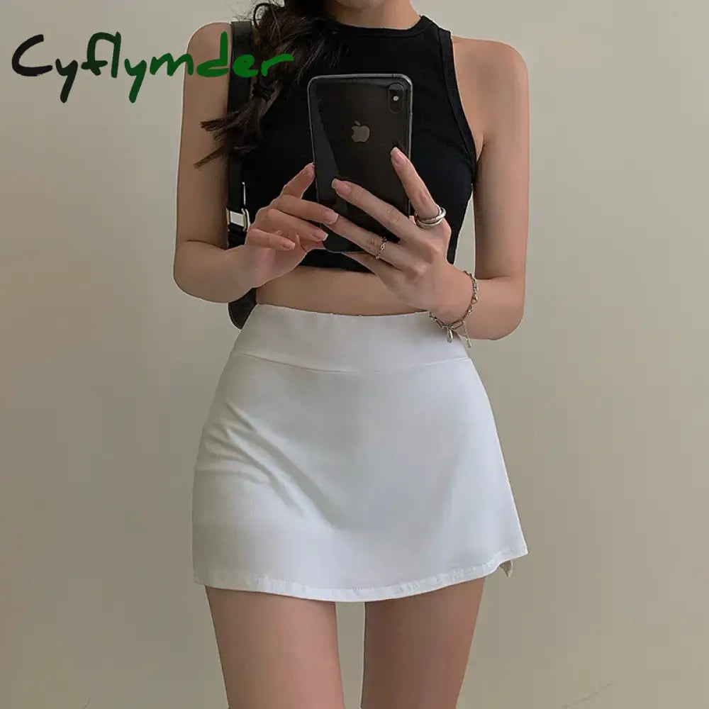 Black White Split Mini Skirts Women Summer Sexy Girls Sporty High Waist Slit Skirt Casual Fashion Slim A Line Skirt