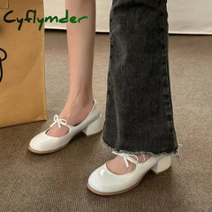 Cyflymder Block Heels For Women Pumps Slip On Comfortable High-Heeled Shoes Mary Jane Sandals
