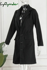Cyflymder - Blue Casual Solid Cardigan Turndown Collar Outerwear Blazers