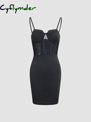 Cyflymder - Bodycon Mesh Corset Short Dress Dresses
