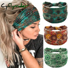 Cyflymder Bohemia Women Headpiece Stretch Turban Hair Accessories Headwear Yoga Run Bandage Bands