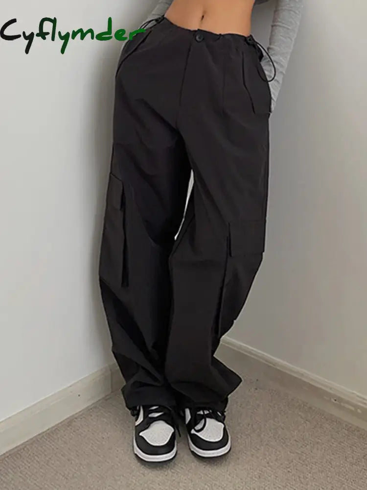 Cyflymder- Boho Cargo Parachute Pants Black / Xs