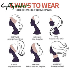 Cyflymder Boho Knot Turbans Yoga Elastic Head Wrap Women Headband Wide Hairbands Headwear Floral