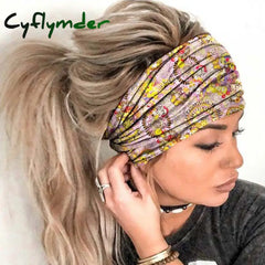 Cyflymder Boho Stretch Headwrap Women Rose Flower Print Headband Elastic Head Wrap Hair Band