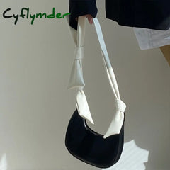 Cyflymder Bow Tie Shoulder Bag Spring Korean Fashion Handbags For Women Casual Pu Leather Solid
