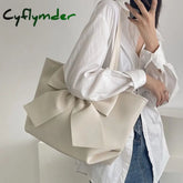Cyflymder Bow Tie Tote Bags For Women Trendyol Large Capacity Ladies Underarm Bag Spring Pu Leather