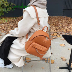 Cyflymder Brand Design Women Backpack Small Fashion Chain School Bag For Teenager Girls Pu Leather