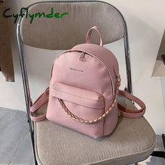 Cyflymder Brand Design Women Backpack Small Fashion Chain School Bag For Teenager Girls Pu Leather