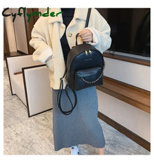 Cyflymder Brand Design Women Backpack Small Fashion Chain School Bag For Teenager Girls Pu Leather