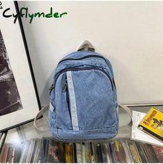 Cyflymder Brand Designer Denim Women’s Backpack Fashion Simple Bucket School Bag Travel