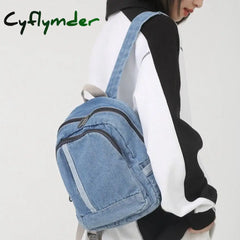 Cyflymder Brand Designer Denim Women’s Backpack Fashion Simple Bucket School Bag Travel