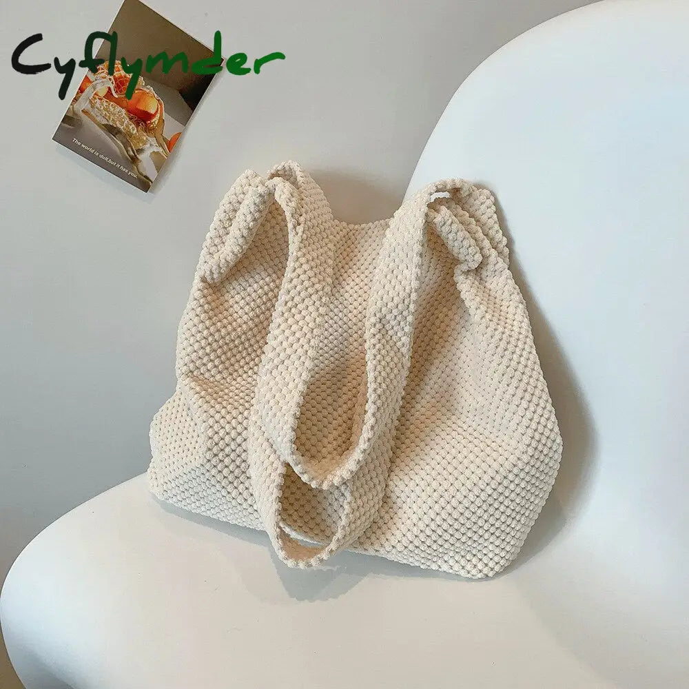 Cyflymder Brand Designer Knitting Women’s Shoulder Bag Fashion Simple Crossbody Bucket Handbag Trend