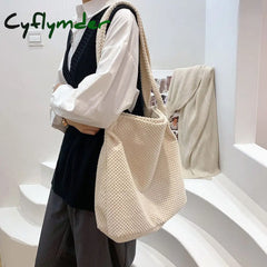 Cyflymder Brand Designer Knitting Women’s Shoulder Bag Fashion Simple Crossbody Bucket Handbag Trend