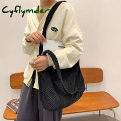 Cyflymder Brand Designer Knitting Women’s Shoulder Bag Fashion Simple Crossbody Bucket Handbag Trend