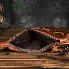 Cyflymder Brand Men Natural Leather Retro Coffee Tringle Chest Pack Bag Design Male Sling Crossbody