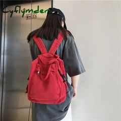 Cyflymder Brand Women Backpacks Green Canvas Rucksack Quality Laptop School Student Bag Female