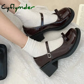 Cyflymder Brown Jk Uniform Shoes British Style Retro Japanese Mary Jane Shoes Women’s Lolita Bow Sweet Girls Kawaii Mid