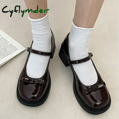 Cyflymder Brown Jk Uniform Shoes British Style Retro Japanese Mary Jane Shoes Women’s Lolita Bow Sweet Girls Kawaii Mid