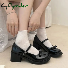 Cyflymder Brown Jk Uniform Shoes British Style Retro Japanese Mary Jane Shoes Women’s Lolita Bow Sweet Girls Kawaii Mid