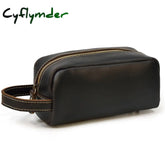 Cyflymder Brown Men’s Genuine Leather Daily Clutch Handbag Travelling Storge Bags For Make Up
