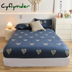 Cyflymder Brushed Bed Fitted Sheet Thicken Fabric Microfiber Bed Sheets Single Bed Linen for Double Bed Queen/King Size