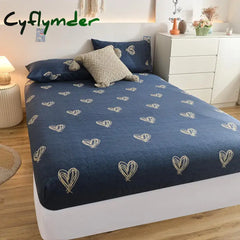 Cyflymder Brushed Bed Fitted Sheet Thicken Fabric Microfiber Bed Sheets Single Bed Linen for Double Bed Queen/King Size