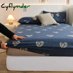 Cyflymder Brushed Bed Fitted Sheet Thicken Fabric Microfiber Bed Sheets Single Bed Linen for Double Bed Queen/King Size