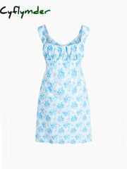 Cyflymder - Butterfly Bouquet Floral Cup Detail Short Dress Dresses
