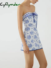 Cyflymder - Butterfly Bouquet Floral Tube Short Dress Blue / Xs Dresses