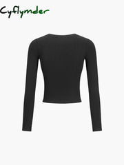 Cyflymder - Button Down Long Sleeve Crop Shirt T-Shirts