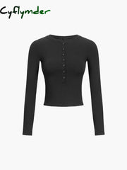 Cyflymder - Button Down Long Sleeve Crop Shirt T-Shirts