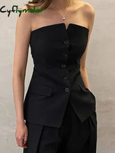 Cyflymder - Button Down Tube Top Black / Xs Tank Tops & Camis